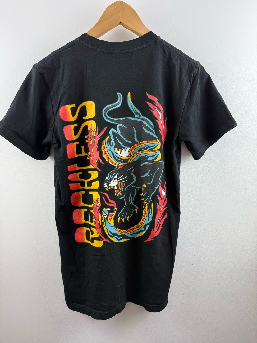 Black Squad Reckless Panther Graphic Tee S Trial By Fire Tattoo Streetwear Shirt